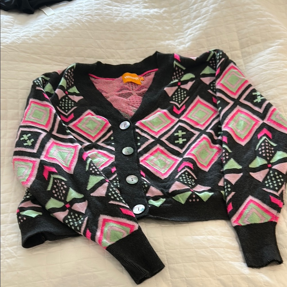 Wispr Black and Pink Cardigan Sweater